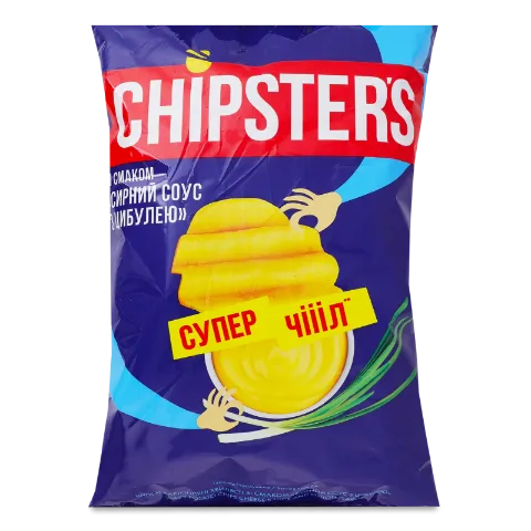 Чипси Chipster's хвилясті зі смаком сирний соус та цибуля