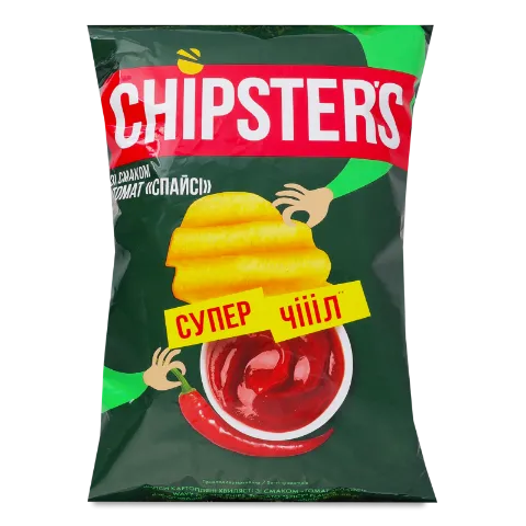 Чипси Chipster's хвилясті зі смаком томат спайсі