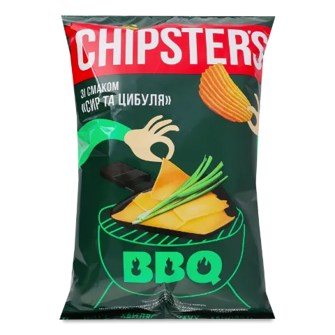 Чипси Chipster's хвилясті зі смаком сиру та цибулі