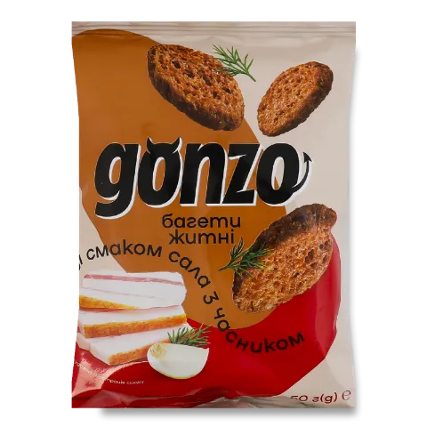 Сухарики Gonzo житні, зі смаком сала з часником
