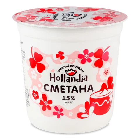 Сметана Hollandia 15% стакан