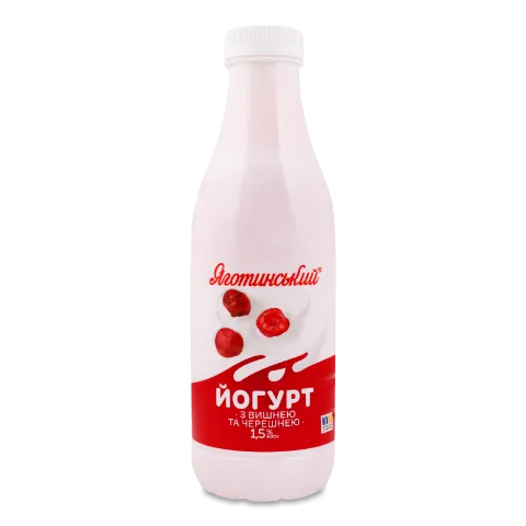 Йогурт Яготинський з вишнею та черешнею 1,5%, пляшка