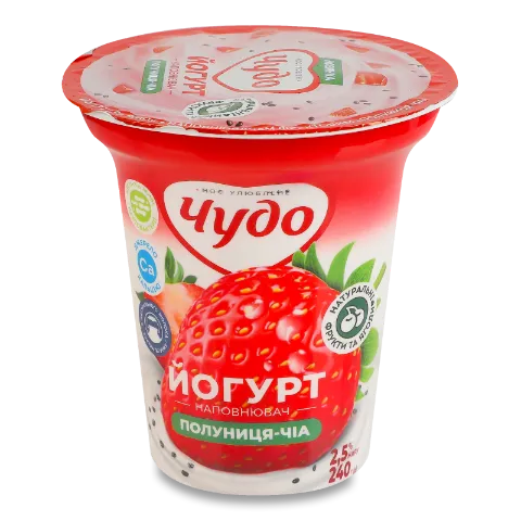 Йогурт Чудо Полуниця-чіа 2,5%, стакан