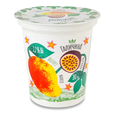 Йогурт Галичина Манго-маракуйя 2,2% стакан
