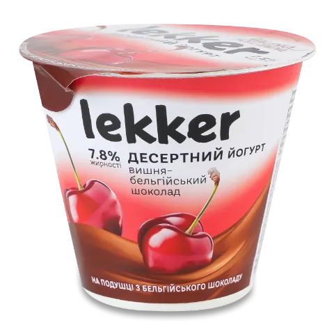 Йогурт Lekker вишня-бельгійський шоколад 7.8%