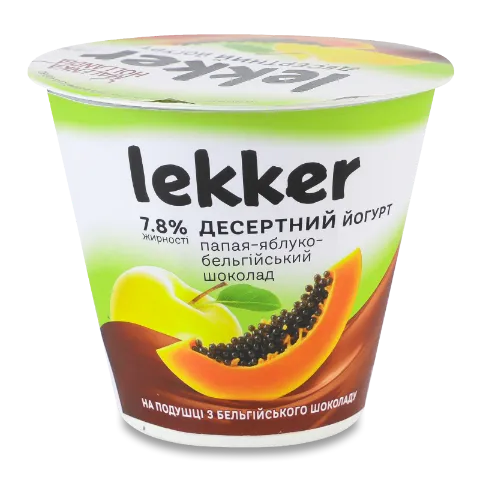 Йогурт Lekker папая-яблуко-бельгійський шоколад 7.8%