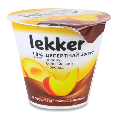 Йогурт Lekker персик-бельгійський шоколад 7.8%