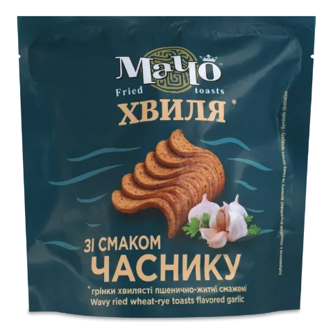 Грінки Мачо пшенич-житні хвилясті зі смак часнику