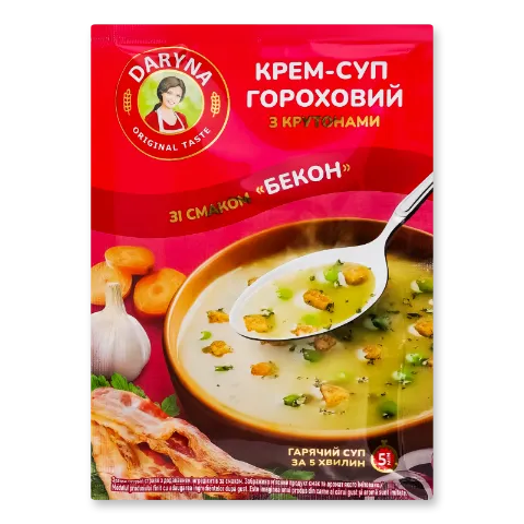 Крем-суп Daryna смак бекон гороховий з крутонами