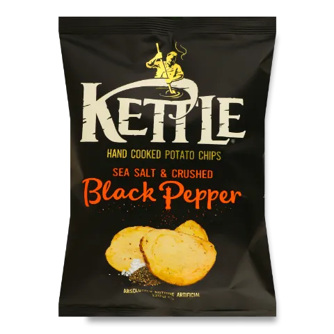 Чипси Kettle з морською сіллю та меленим чорним перцем
