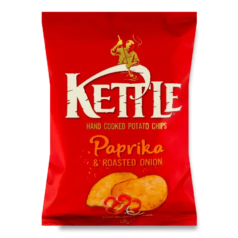 Чипси Kettle зі смаком паприки та смаженої цибулі