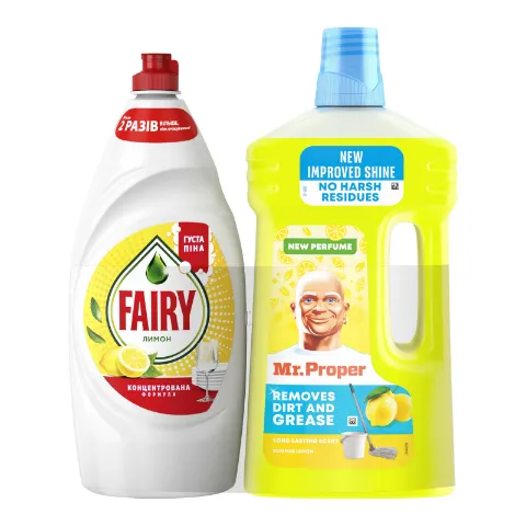 Засіб д/пос Fairy Лимон900мл+Mr.Proper ЛітЛимон 1л