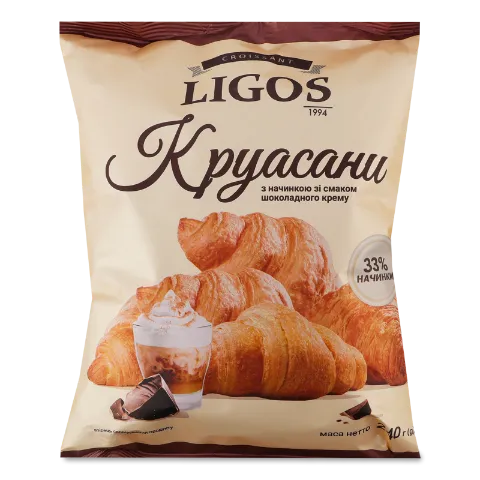 Круасани Ligos з начинкою зі смаком шоколадн крему