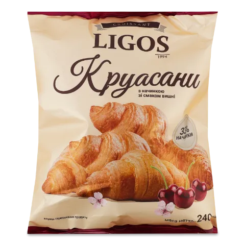 Круасани Ligos з начинкою зі смаком вишні