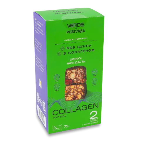 Набір цукерок Verde Collagen з колагеном, мигдалем та білим шоколадом