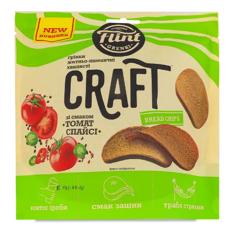 Грінки Flint Craft Grenki хвилясті зі смаком томат спайсі