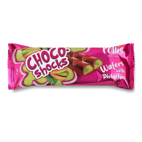 Вафлі Polus Choco-shocks з фісташкою глазуровані