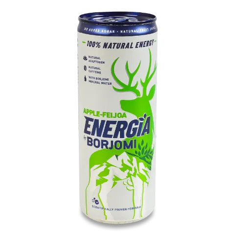 Напій енергетичний соковий Energia by Borjomi Яблуко-Фейхоа з/б