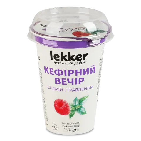 Напій кефірний Lekker Кефір вечір малина м'ята1,5%