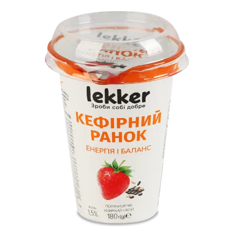 Напій кефірний Lekker Кефірнний ранок полуниця-чіа 1,5%