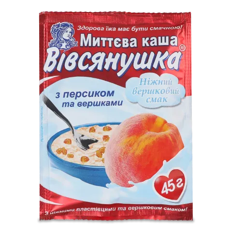 Каша «Ваша каша» «Овсянушка» з персиком та вершками