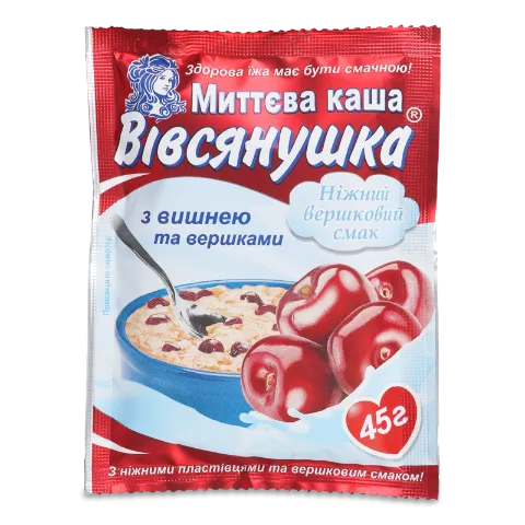 Каша «Ваша каша» «Овсянушка» з вишнею та вершками