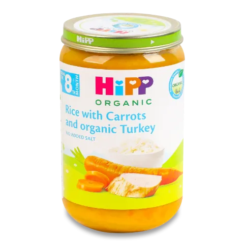 Пюре Hipp індичка в морквяному пюре з рисом