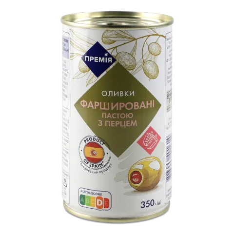 Оливки «Премія» зелені фаршировані пастою з перцем