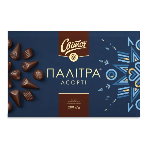 Цукерки «Світоч» «Палітра» асорті темний шоколад