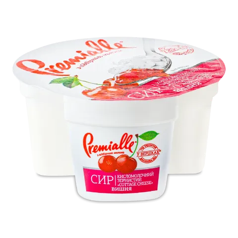 Сир Premialle зернистий вишня 7% стакан