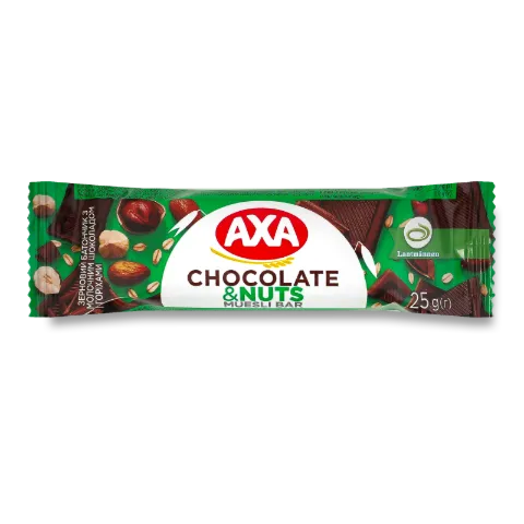 Батончик AXA зерновой с молочн.шоколадом и орехами