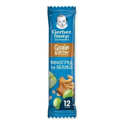 Батончик Gerber злаковий з яблуком та виноградом