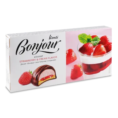 Десерт Konti Bonjour смак полуниці з вершками