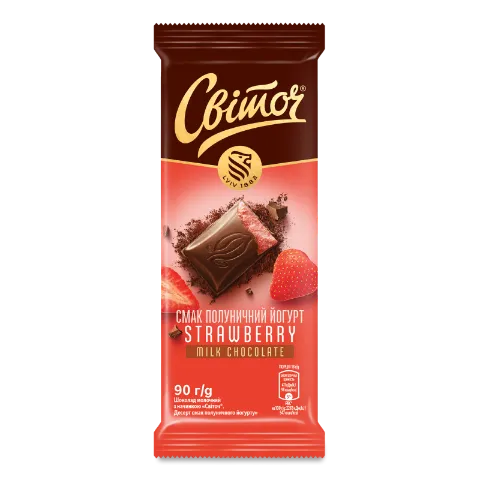 Шоколад молочный Світоч Десерт вкус клубнич.йогурт