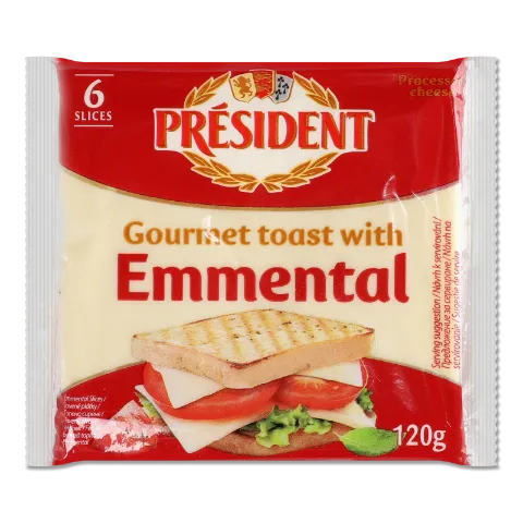 Сир плавлений President «Емменталь» для тостів 40%