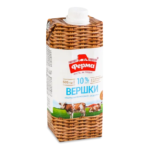 Сливки Ферма ультрапастеризованые отборные 10% т/б