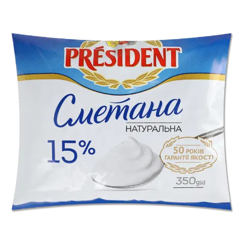 Сметана President 15% п/е
