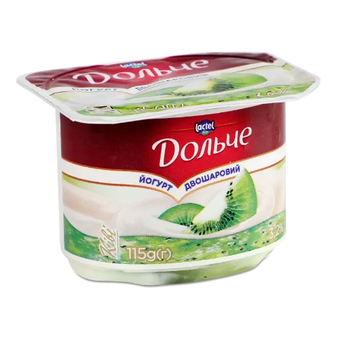 Йогурт Дольче киви двухслойный 3,2% стакан