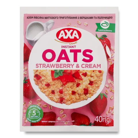 Каша овсяная AXA со сливками и клубникой