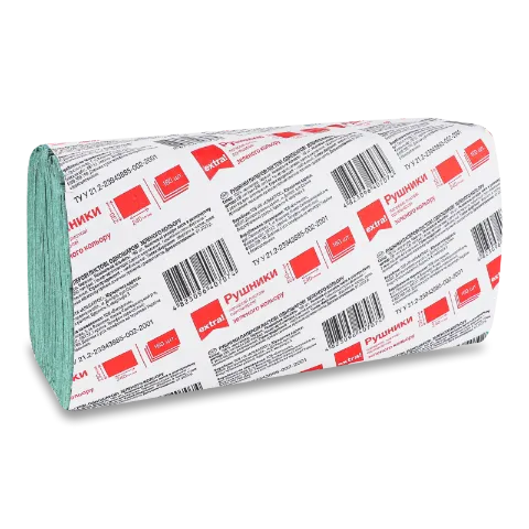 Полотенца бумажные Extra! зеленые 1-слой 160лист