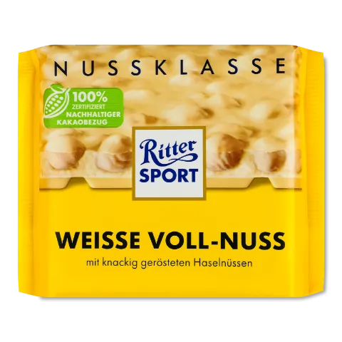 Шоколад Ritter Sport білий з цільними лісовими горіхами