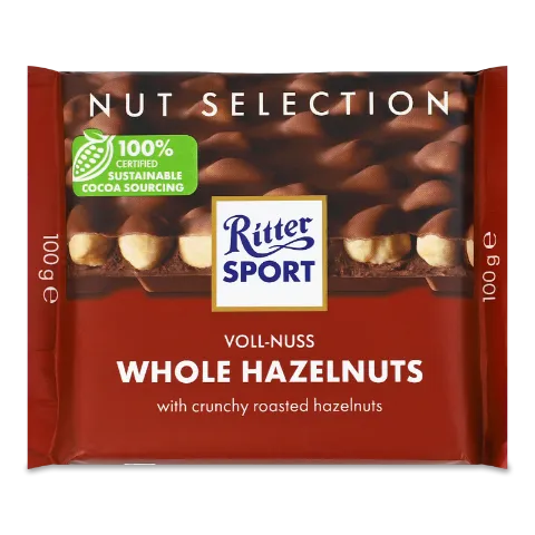 Шоколад молочний Ritter Sport з цільними лісовими горіхами