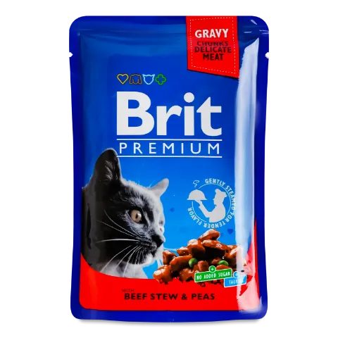 Корм д/котов Brit Премиум с говядиной и горохом