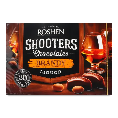 Цукерки Roshen Shooters з бренді-лікером