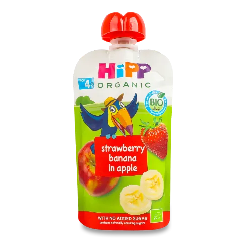 Пюре Hipp яблуко-полуниця-банан