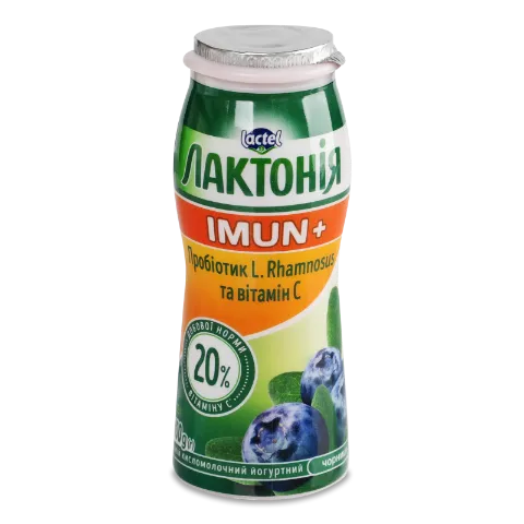 Напій кисломолочний йогуртний «Лактонія» «Імун+» чорниця 1,5%
