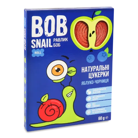 Цукерки Bob Snail натуральні яблучно-чорничні