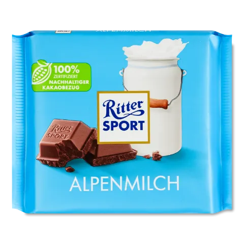 Шоколад Ritter Sport молочний з альпійським молоком