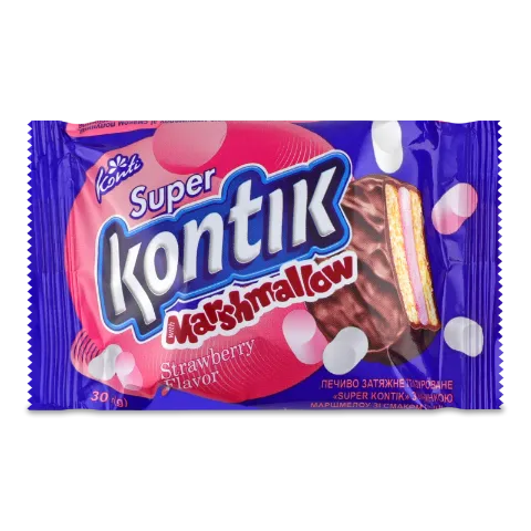Печиво Konti Super Kontik з начинкою маршмелоу смак полуниці