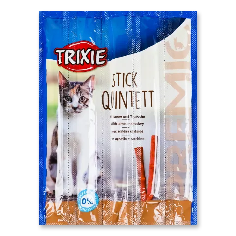 Лакомство д/котов Trixie PremioQuadroStick ягн-инд